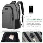 MATEIN Travel Laptop Backpack, Business Anti Theft Slim Sturdy Laptops Backpack with USB Charging Port, Water Resistant College School Computer Bag Gift for Men & Women Fits 15.6 Inch Notebook, Grey - Image 5