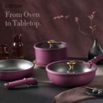 CAROTE 21pcs Pots and Pans Set, Nonstick Cookware Set Detachable Handle, Induction Kitchen Cookware Sets Non Stick with Removable Handle, RV Cookware Set, Gold and Purple - Image 4